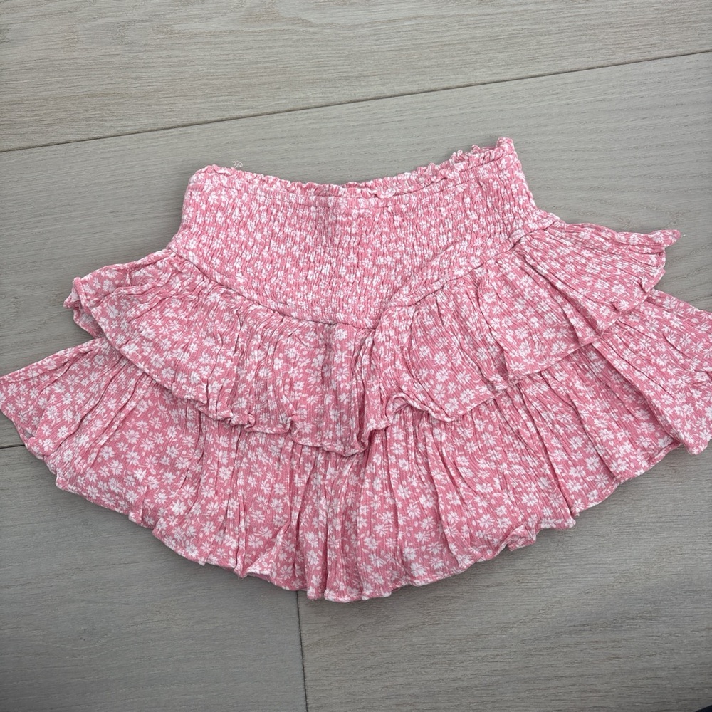 Pink floral mini skirt
